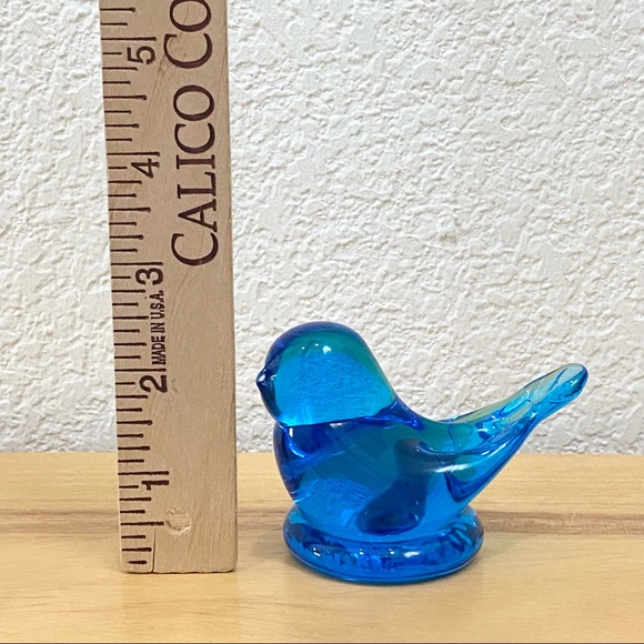 Handmade 2013 Leo Ward Signed Blue Bird of Happiness 2.5” Glass Figurine - Picture 10 of 11
